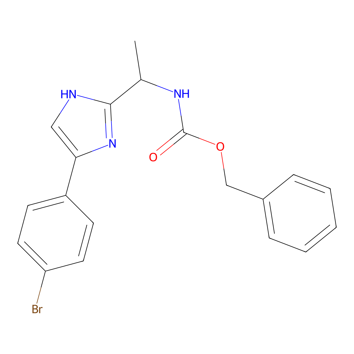 benzyl N-{1-[4-(4-bromophenyl)-1H-imidazol-2-yl]ethyl}carbamate molecular structure, CAS 2386995-69-1