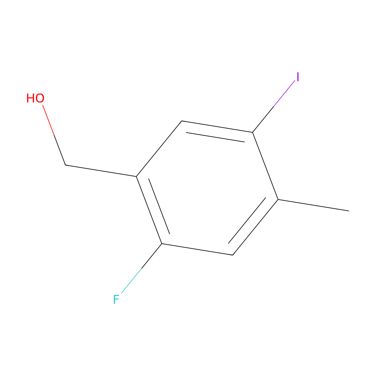 (2-Fluoro-5-iodo-4-methylphenyl)methanol molecular structure, CAS 2386997-24-4