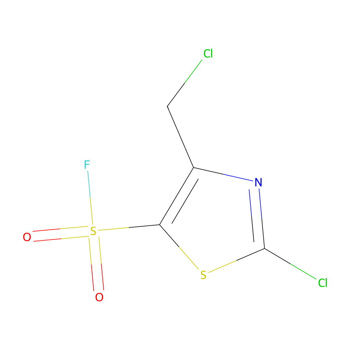 2-Chloro-4-(chloromethyl)-1,3-thiazole-5-sulfonyl fluoride molecular structure, CAS 2386997-36-8