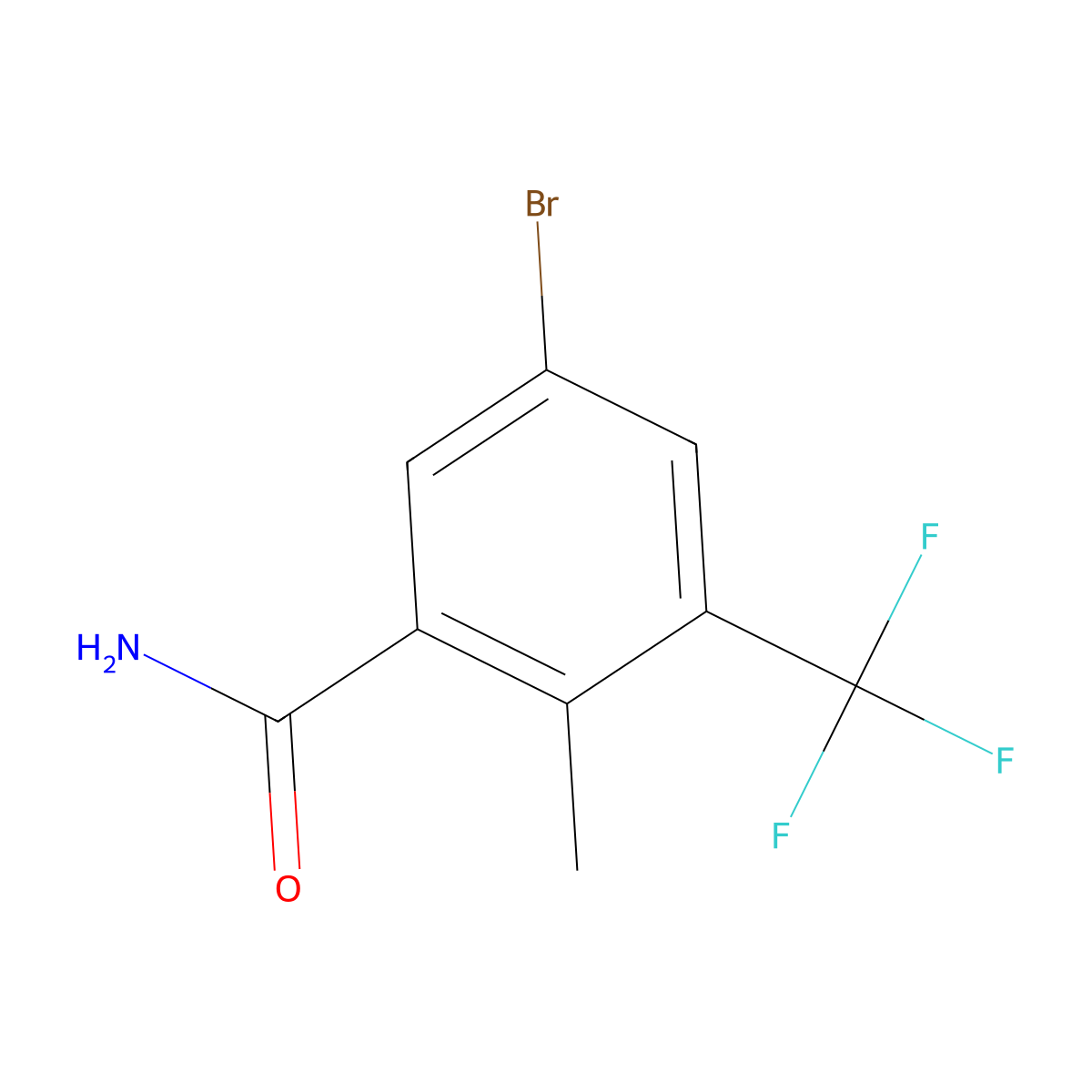 5-Bromo-2-methyl-3-(trifluoromethyl)benzamide molecular structure, CAS 2387008-53-7