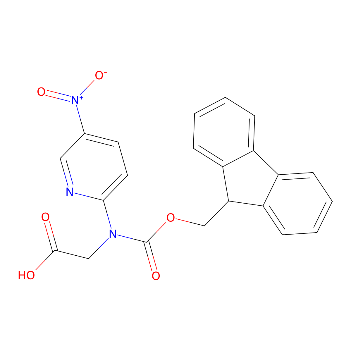 2-({[(9H-fluoren-9-yl)methoxy]carbonyl}(5-nitropyridin-2-yl)amino)acetic acid molecular structure, CAS 2387018-52-0