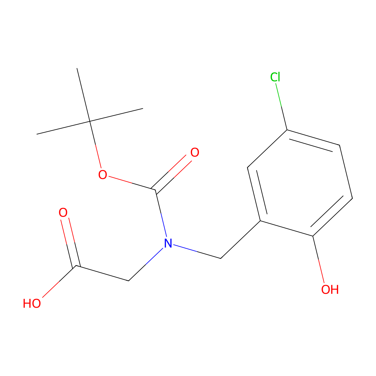 2-{[(Tert-butoxy)carbonyl][(5-chloro-2-hydroxyphenyl)methyl]amino}acetic acid molecular structure, CAS 2387021-87-4