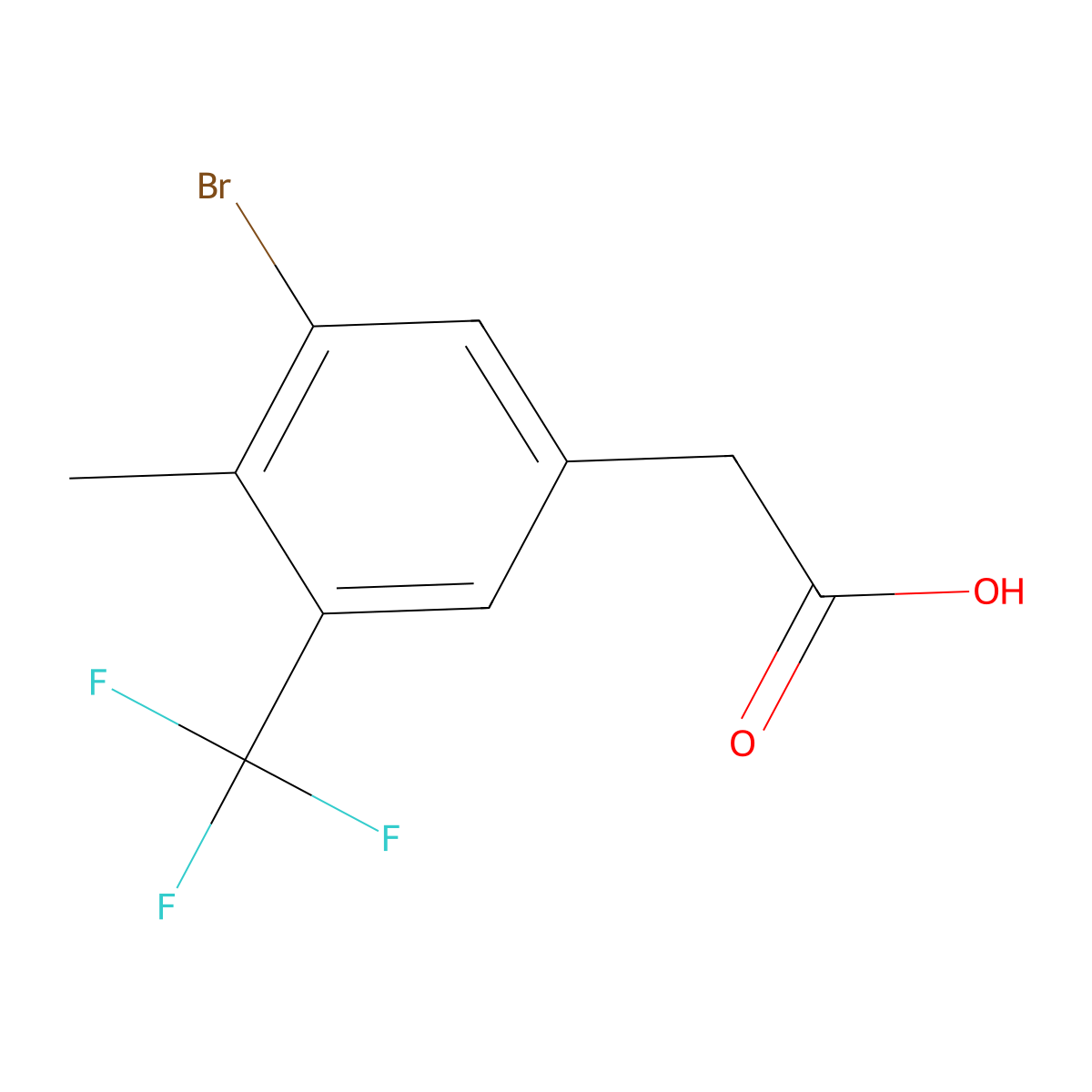 3-Bromo-4-methyl-5-(trifluoromethyl)phenylacetic acid molecular structure, CAS 2387022-29-7