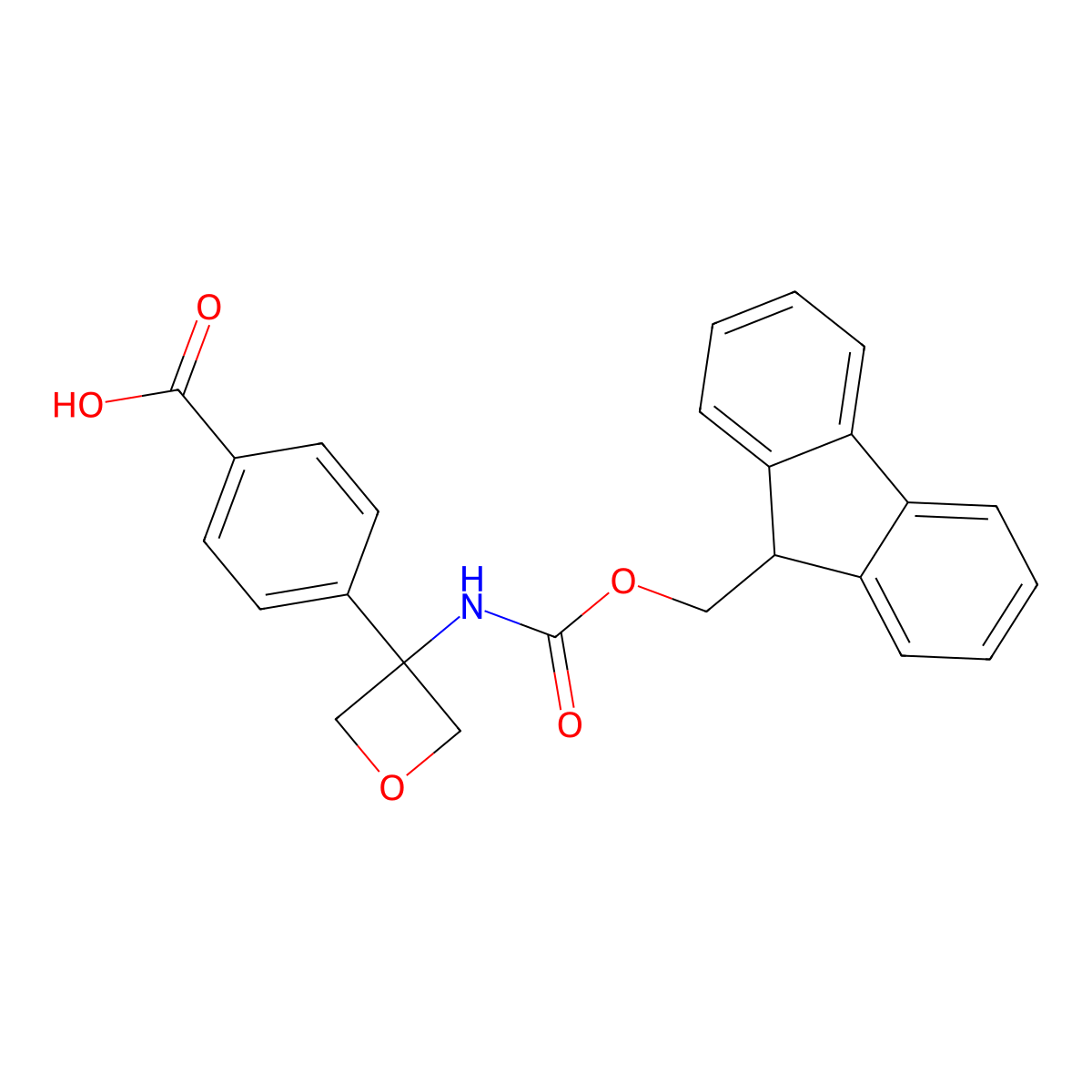 4-[3-({[(9H-fluoren-9-yl)methoxy]carbonyl}amino)oxetan-3-yl]benzoic acid molecular structure, CAS 2387025-51-4