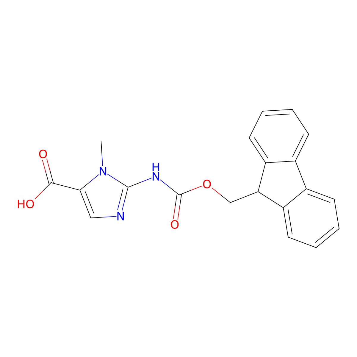 2-({[(9H-fluoren-9-yl)methoxy]carbonyl}amino)-1-methyl-1H-imidazole-5-carboxylic acid molecular structure, CAS 2387026-13-1