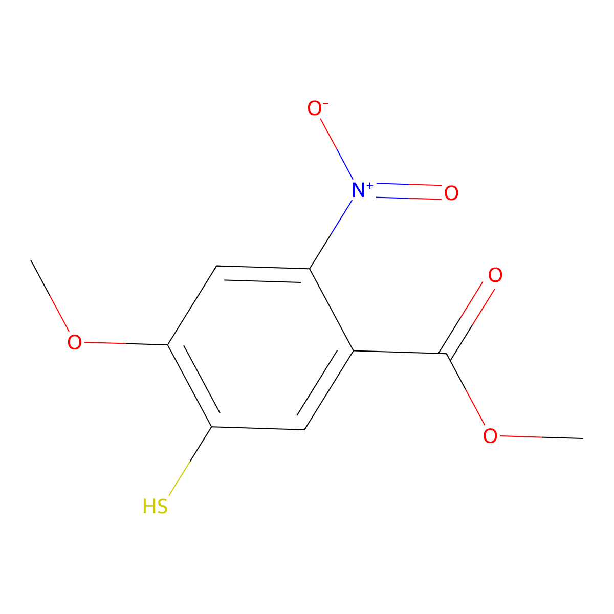 Methyl 4-methoxy-2-nitro-5-sulfanylbenzoate molecular structure, CAS 2387033-03-4