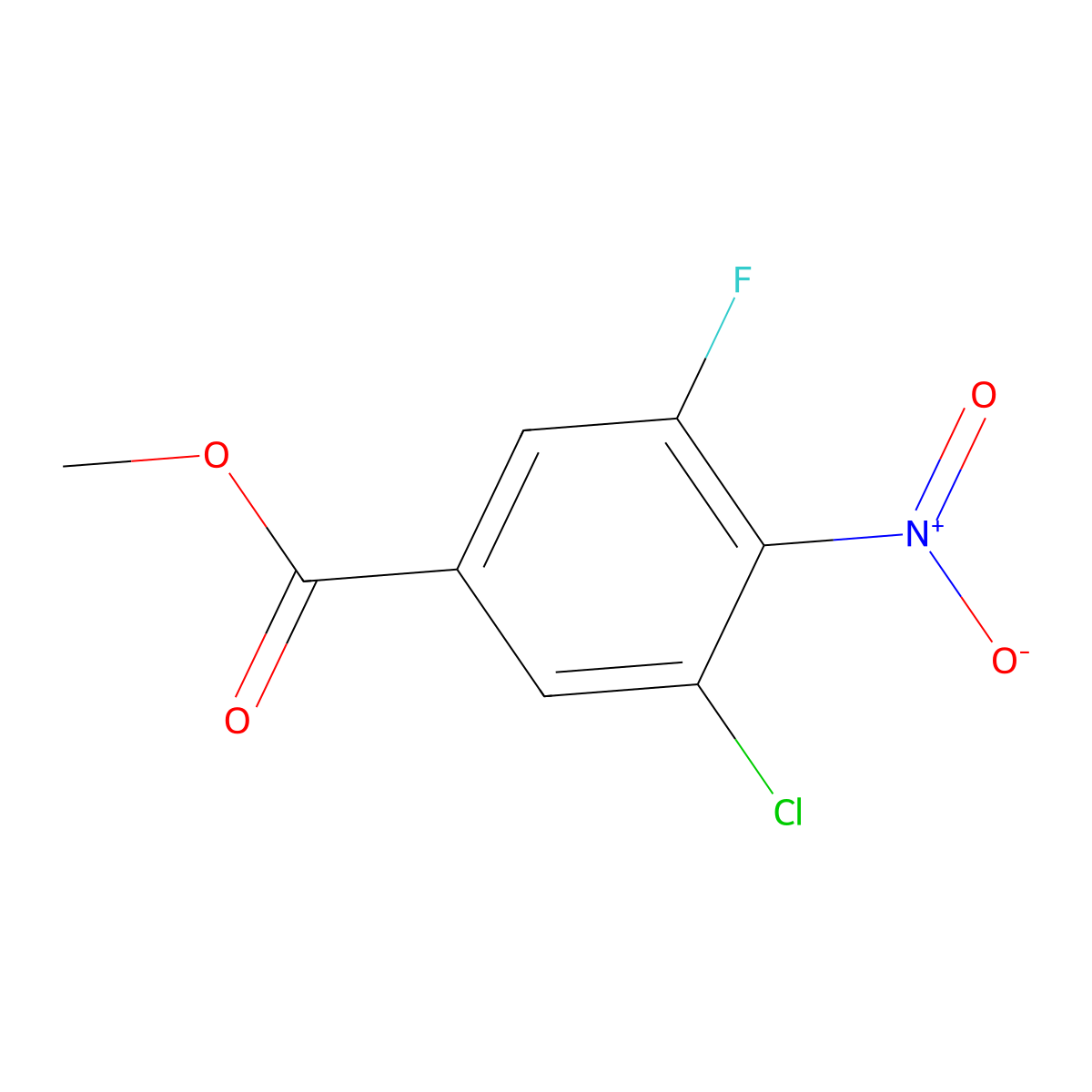 Methyl 3-chloro-5-fluoro-4-nitrobenzoate molecular structure, CAS 2387035-92-7