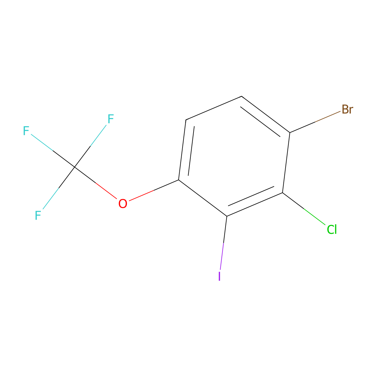 1-Bromo-2-chloro-3-iodo-4-(trifluoromethoxy)benZene molecular structure, CAS 2387036-68-0