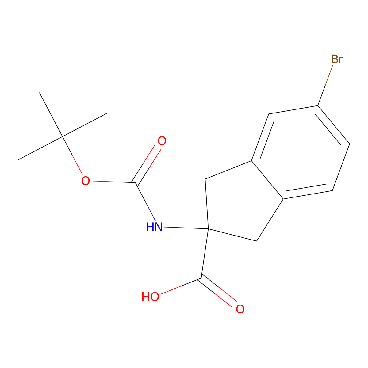 5-bromo-2-{[(tert-butoxy)carbonyl]amino}-2,3-dihydro-1H-indene-2-carboxylic acid molecular structure, CAS 2387037-42-3