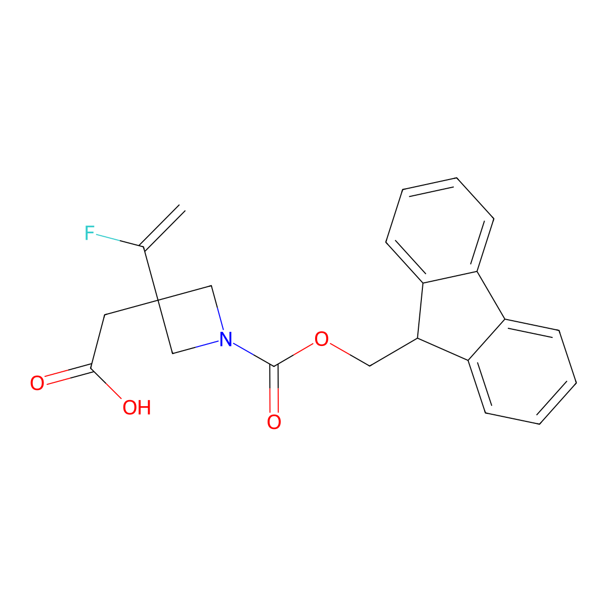 2-(1-{[(9H-fluoren-9-yl)methoxy]carbonyl}-3-(1-fluoroethenyl)azetidin-3-yl)acetic acid molecular structure, CAS 2387041-29-2