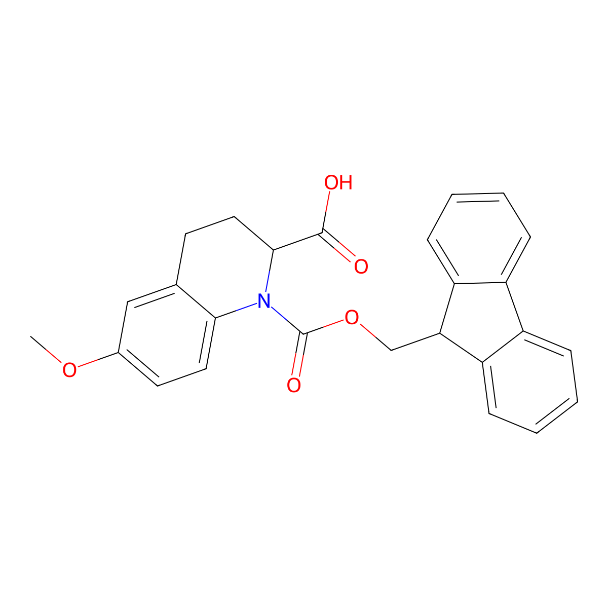 1-{[(9H-fluoren-9-yl)methoxy]carbonyl}-6-methoxy-1,2,3,4-tetrahydroquinoline-2-carboxylic acid molecular structure, CAS 2387052-60-8