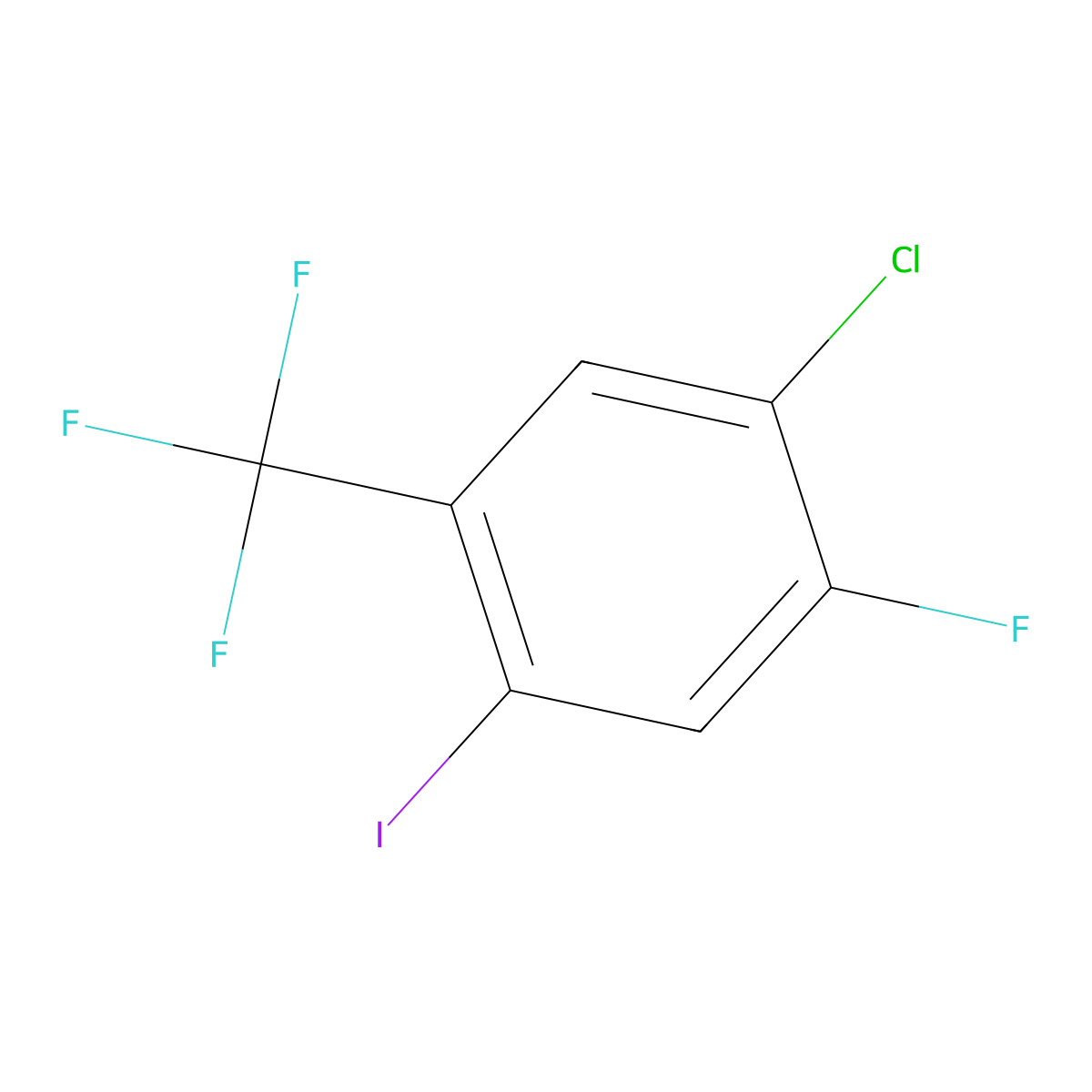 1-Chloro-2-fluoro-4-iodo-5-(trifluoromethyl)benzene molecular structure, CAS 2387056-94-0