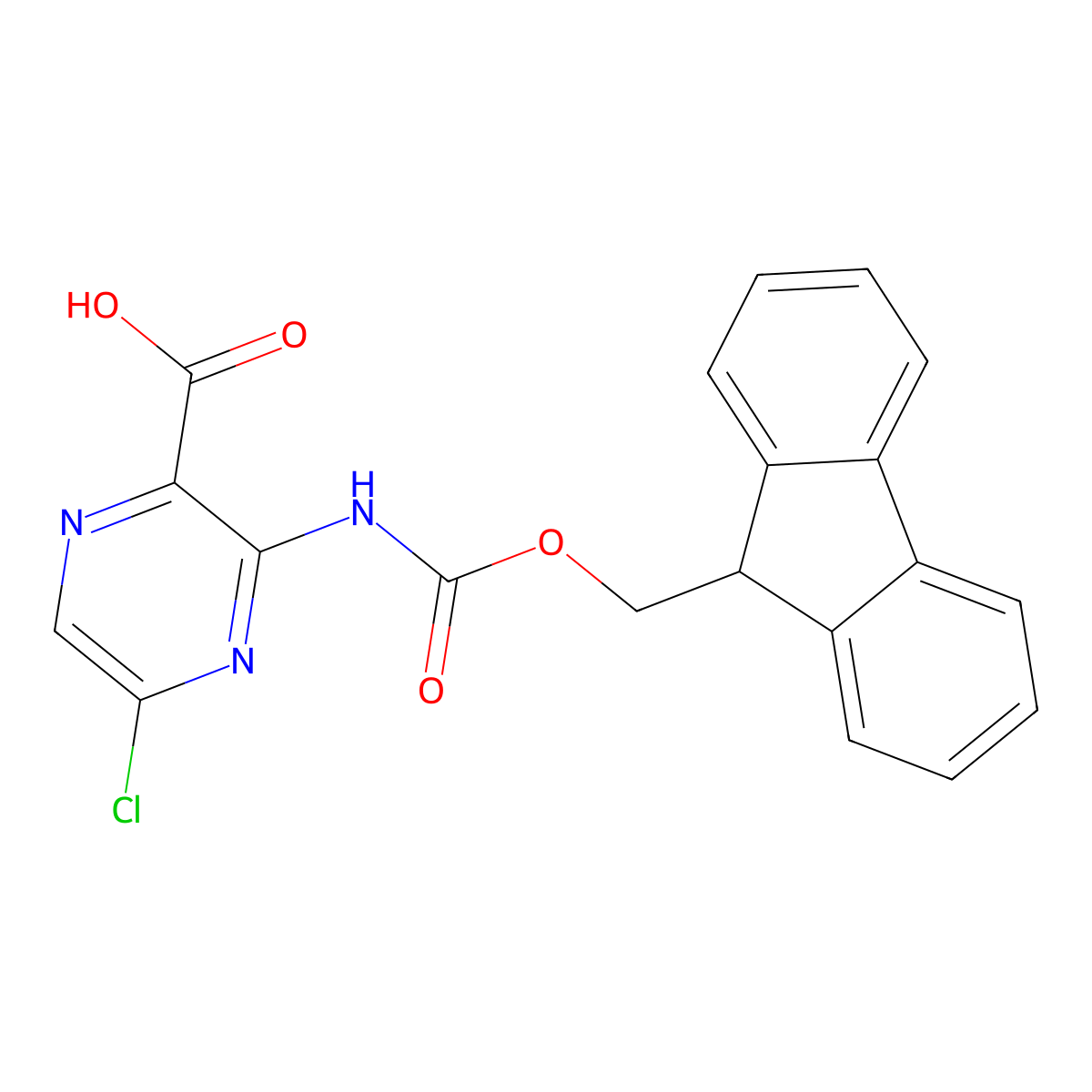 5-chloro-3-({[(9H-fluoren-9-yl)methoxy]carbonyl}amino)pyrazine-2-carboxylic acid molecular structure, CAS 2387057-64-7