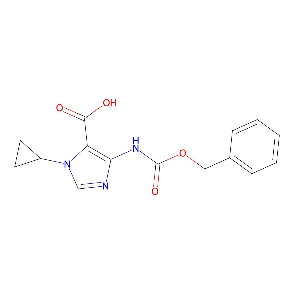 4-{[(benzyloxy)carbonyl]amino}-1-cyclopropyl-1H-imidazole-5-carboxylic acid molecular structure, CAS 2387062-38-4