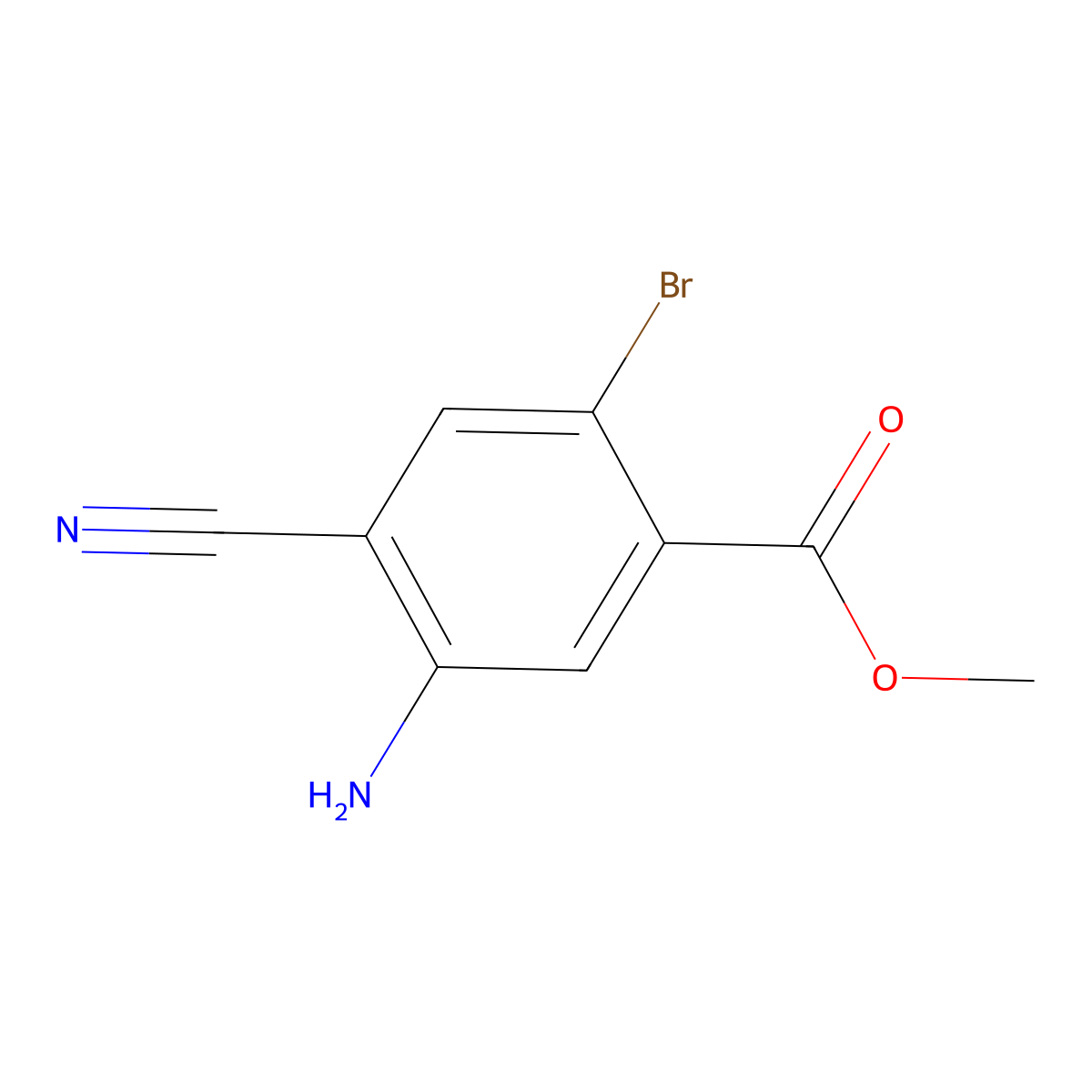 Methyl 5-amino-2-bromo-4-cyanobenzoate molecular structure, CAS 2387068-79-1