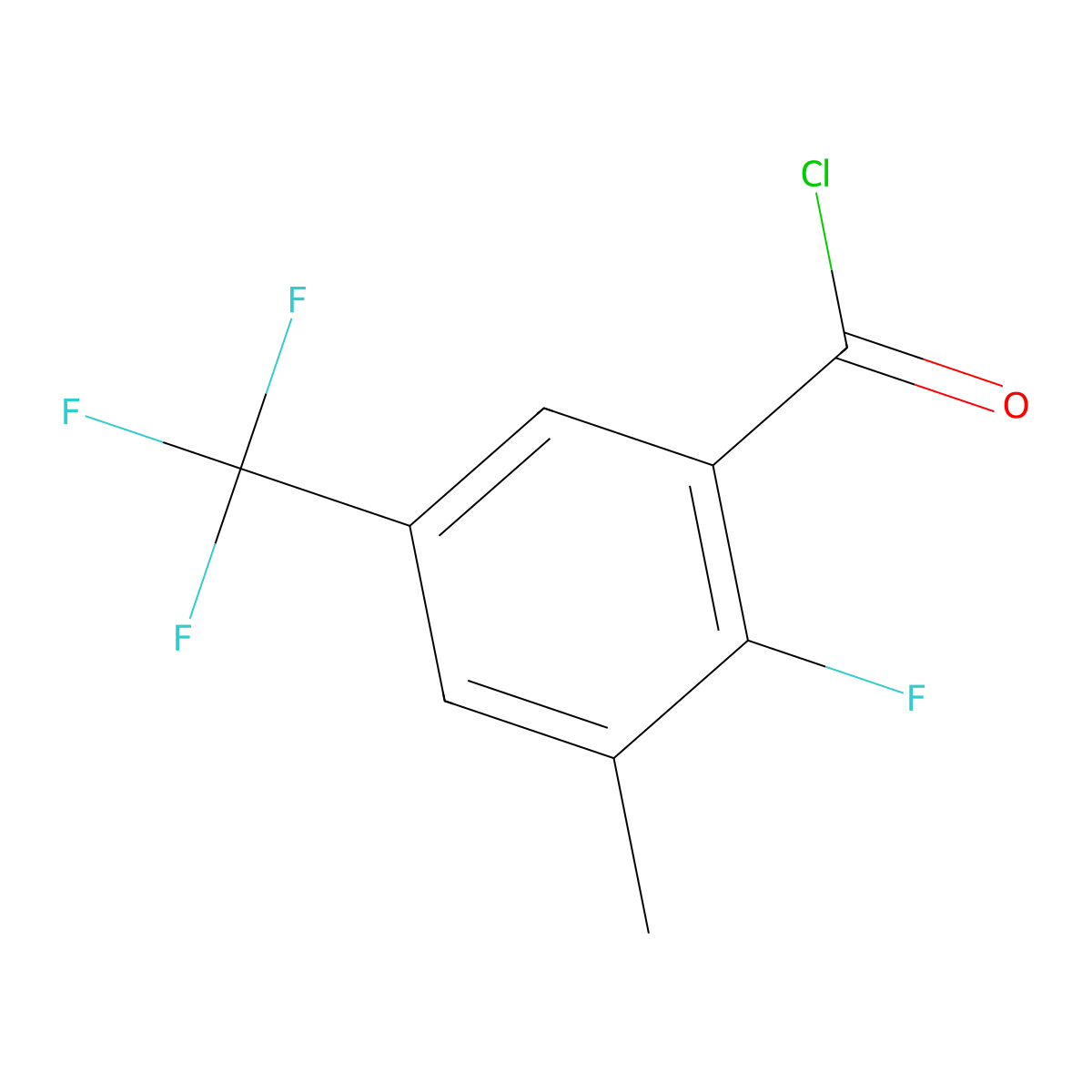 2-Fluoro-3-methyl-5-(trifluoromethyl)benzoyl chloride molecular structure, CAS 2387070-56-4