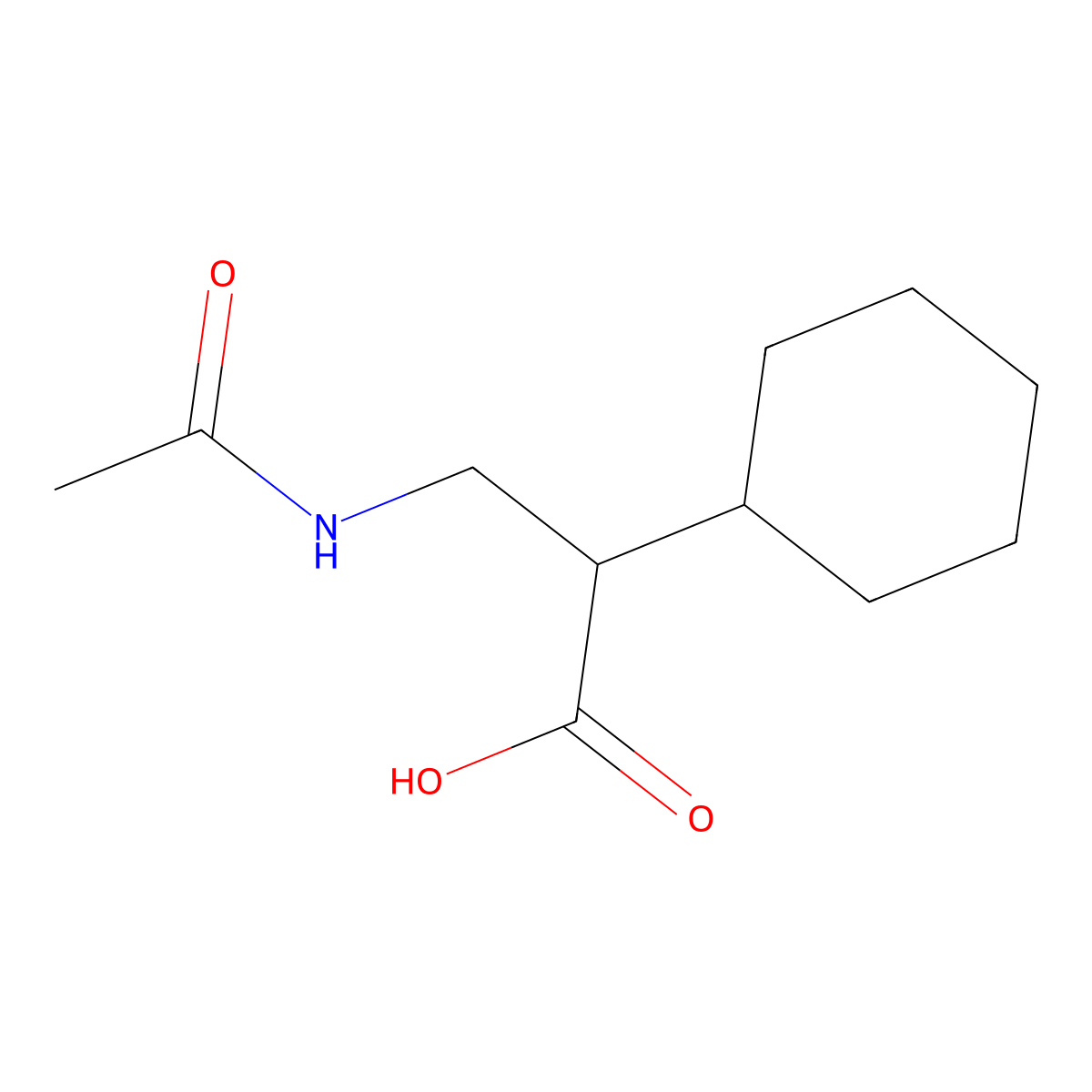 2-Cyclohexyl-3-acetamidopropanoic acid molecular structure, CAS 2387075-74-1
