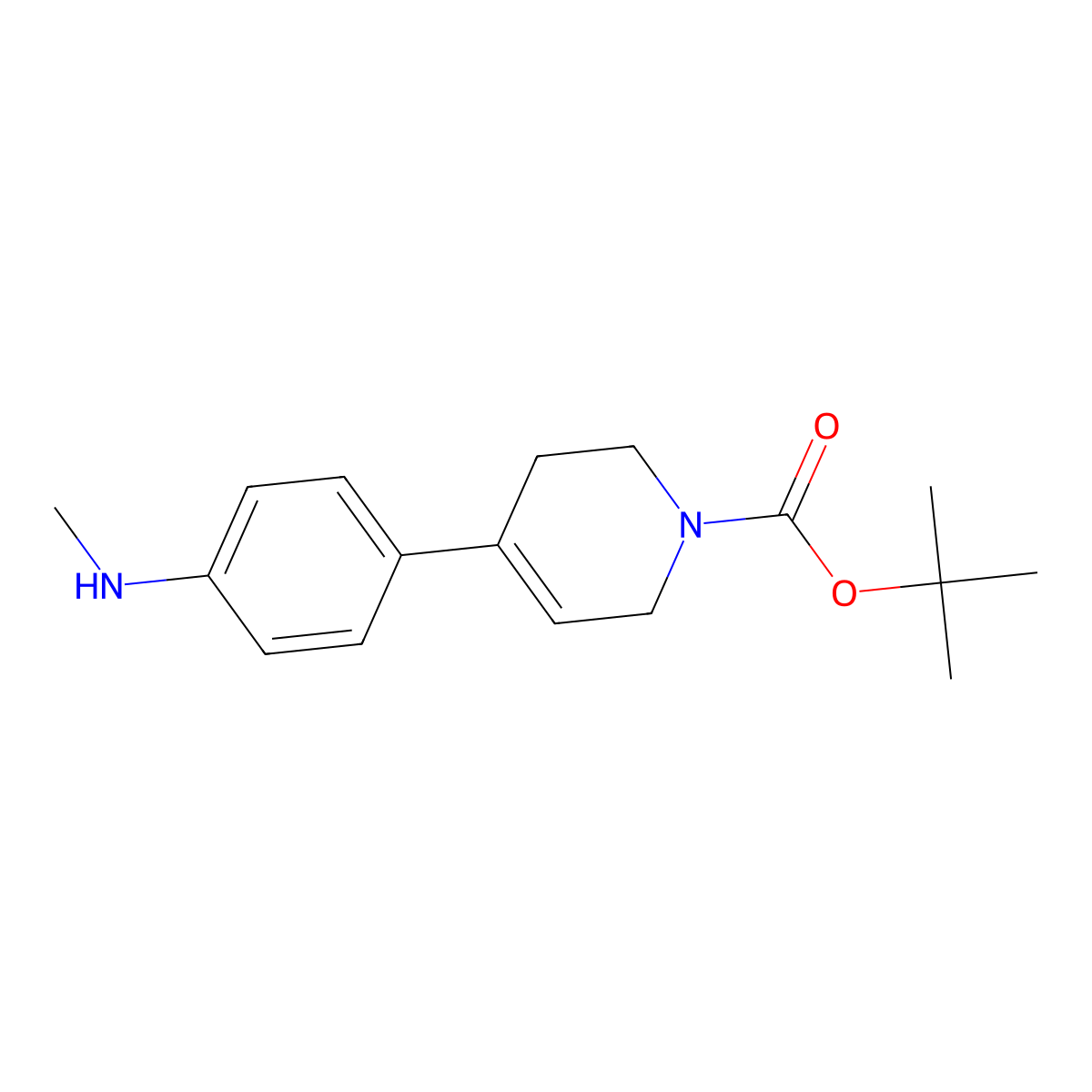 tert-butyl 4-(4-(methylamino)phenyl)-3,6-dihydropyridine-1(2H)-carboxylate molecular structure, CAS 2387077-44-1