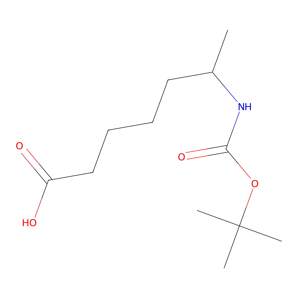 6-{[(Tert-butoxy)carbonyl]amino}heptanoic acid molecular structure, CAS 2387083-45-4