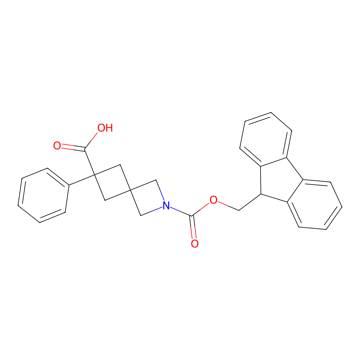 2-{[(9H-fluoren-9-yl)methoxy]carbonyl}-6-phenyl-2-azaspiro[3.3]heptane-6-carboxylic acid molecular structure, CAS 2387086-19-1