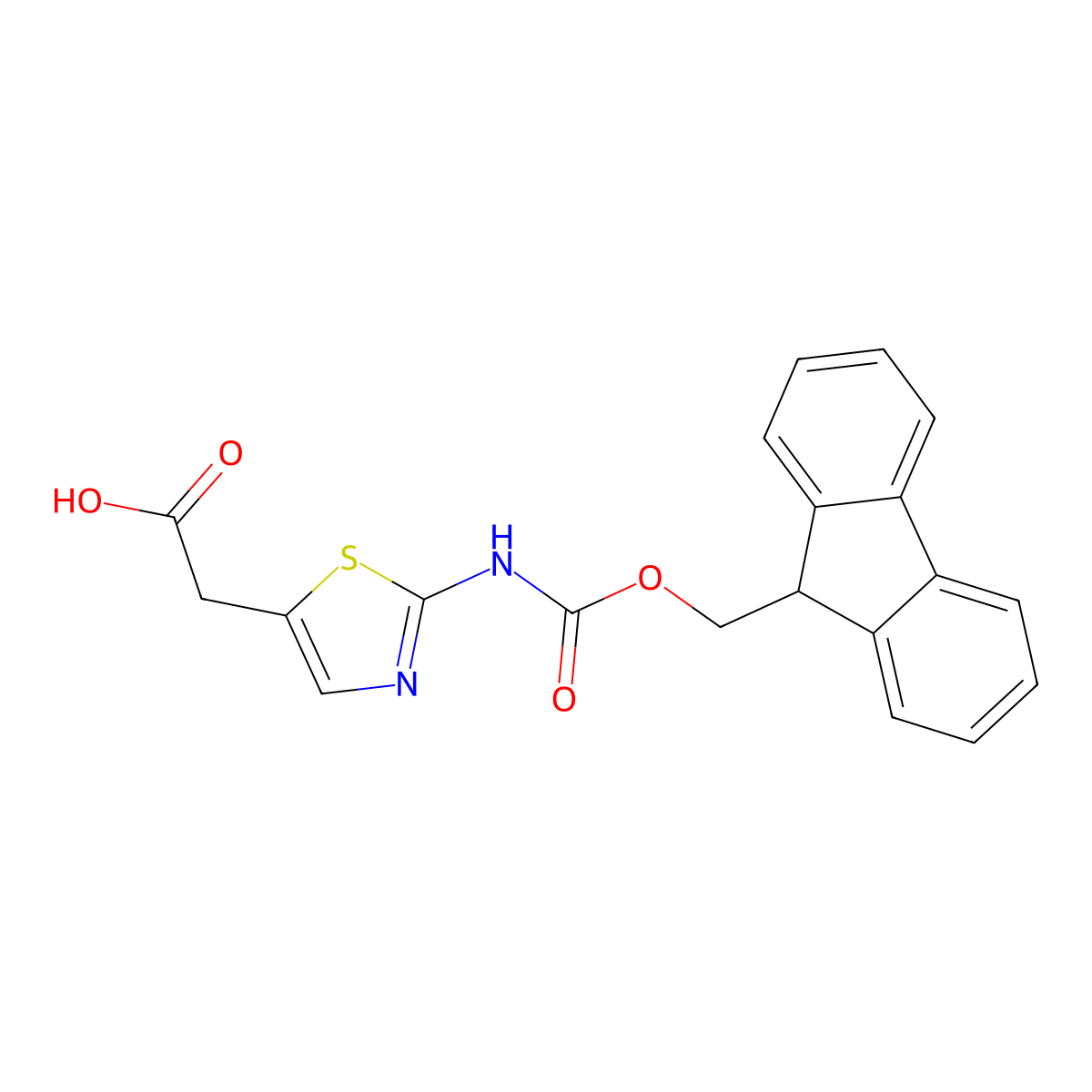 2-[2-({[(9H-fluoren-9-yl)methoxy]carbonyl}amino)-1,3-thiazol-5-yl]acetic acid molecular structure, CAS 2387088-30-2