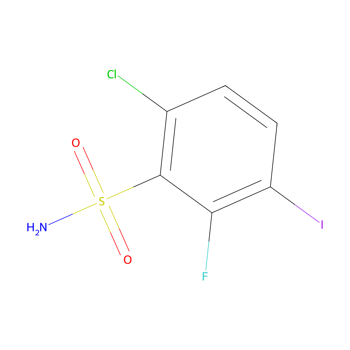 6-Chloro-2-fluoro-3-iodobenzene-1-sulfonamide molecular structure, CAS 2387089-73-6