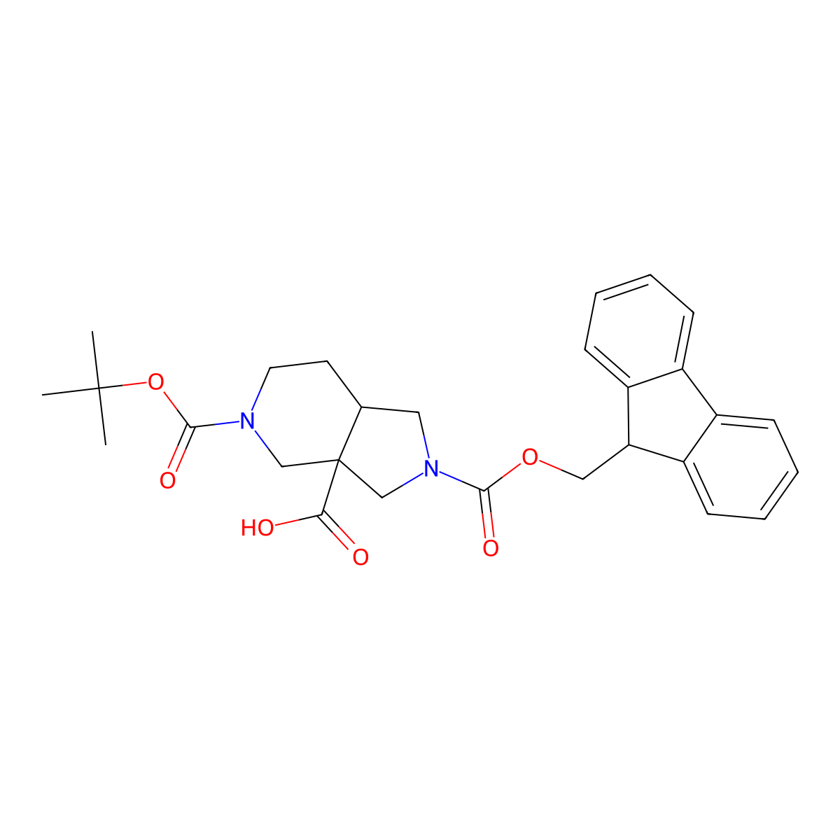 5-[(tert-butoxy)carbonyl]-2-{[(9H-fluoren-9-yl)methoxy]carbonyl}-octahydro-1H-pyrrolo[3,4-c]pyridine-3a-carboxylic acid molecular structure, CAS 2387092-60-4