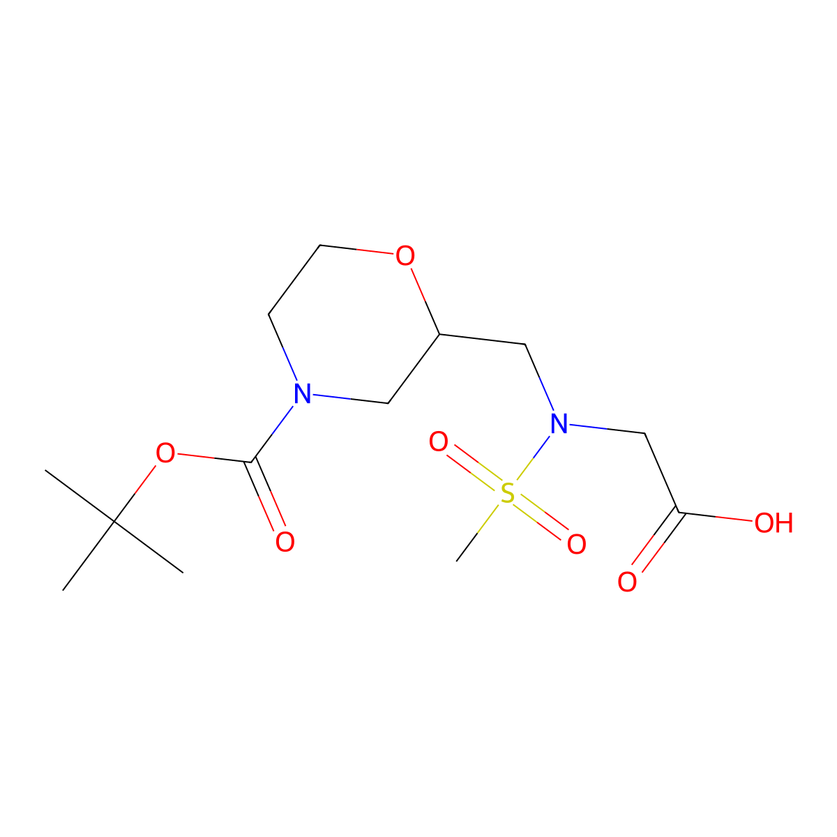 2-[N-({4-[(tert-butoxy)carbonyl]morpholin-2-yl}methyl)methanesulfonamido]acetic acid molecular structure, CAS 2387094-33-7