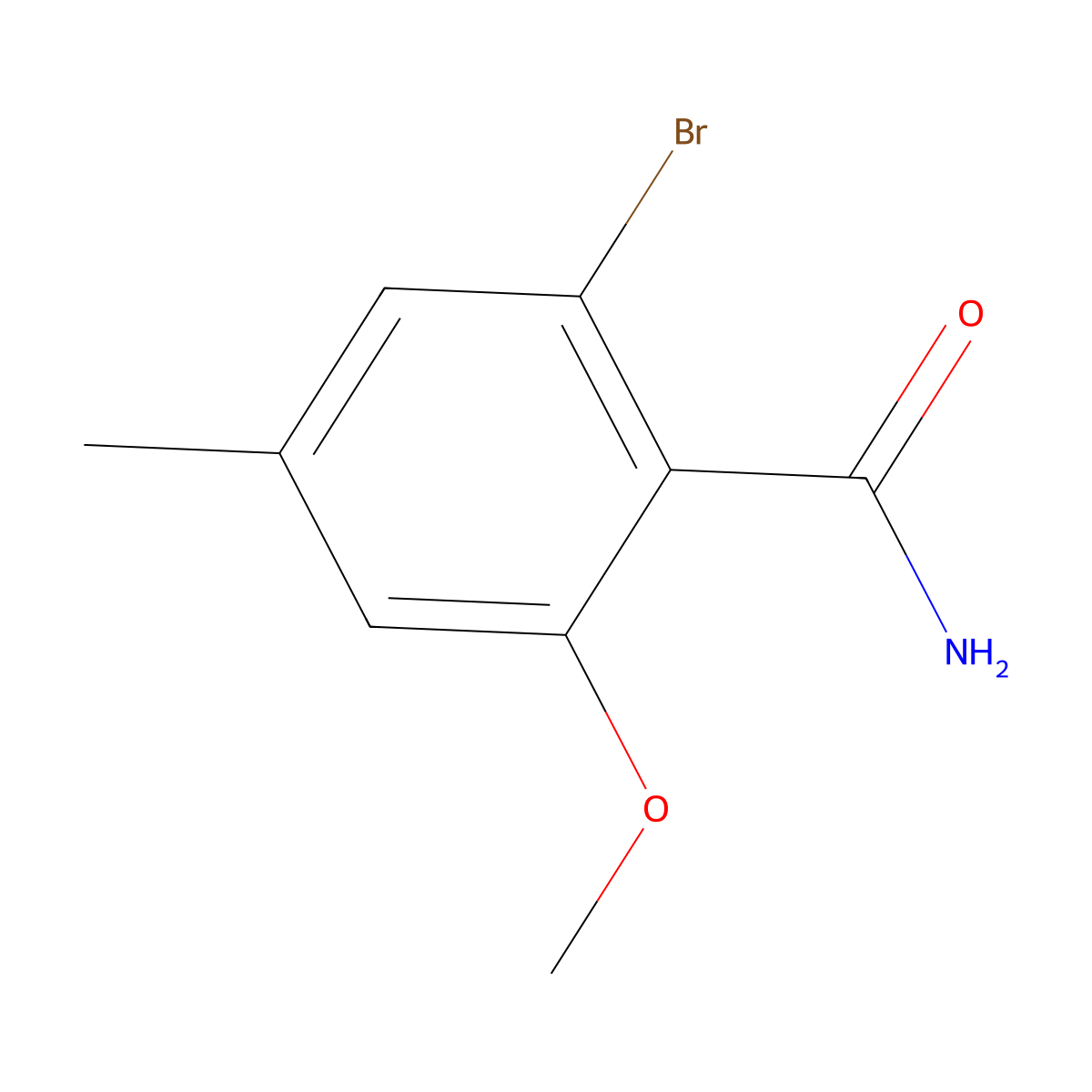 2-Bromo-6-methoxy-4-methylbenzamide molecular structure, CAS 2387096-76-4