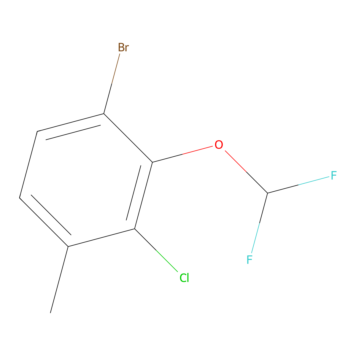 1-Bromo-3-chloro-2-(difluoromethoxy)-4-methylbenzene molecular structure, CAS 2387098-01-1