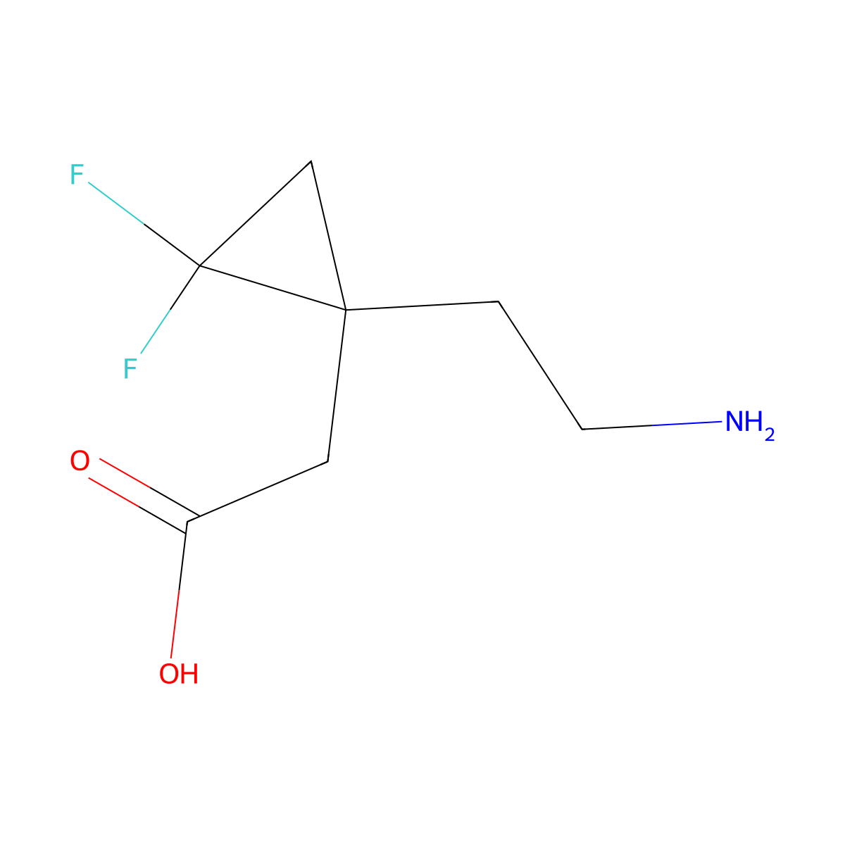 2-[1-(2-Aminoethyl)-2,2-difluorocyclopropyl]acetic acid molecular structure, CAS 2387098-13-5