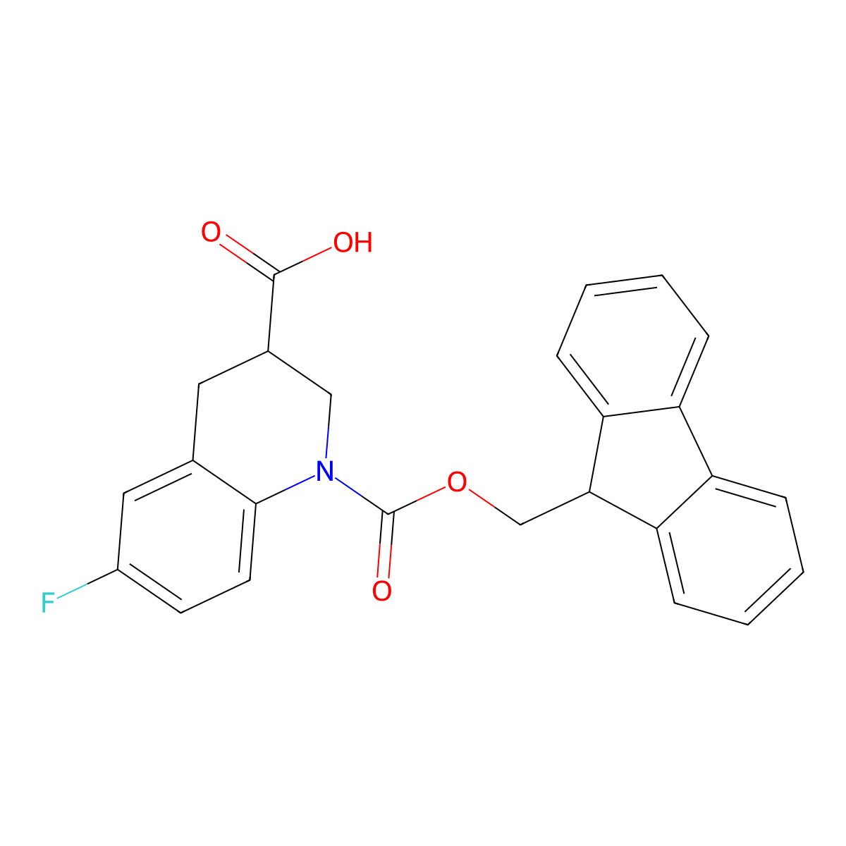 1-{[(9H-fluoren-9-yl)methoxy]carbonyl}-6-fluoro-1,2,3,4-tetrahydroquinoline-3-carboxylic acid molecular structure, CAS 2387100-57-2