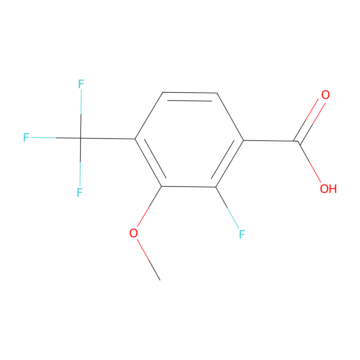 2-Fluoro-3-methoxy-4-(trifluoromethyl)benzoic acid molecular structure, CAS 2387102-13-6