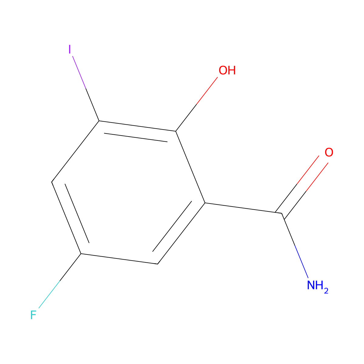 5-Fluoro-2-hydroxy-3-iodo-benzamide molecular structure, CAS 2387111-72-8