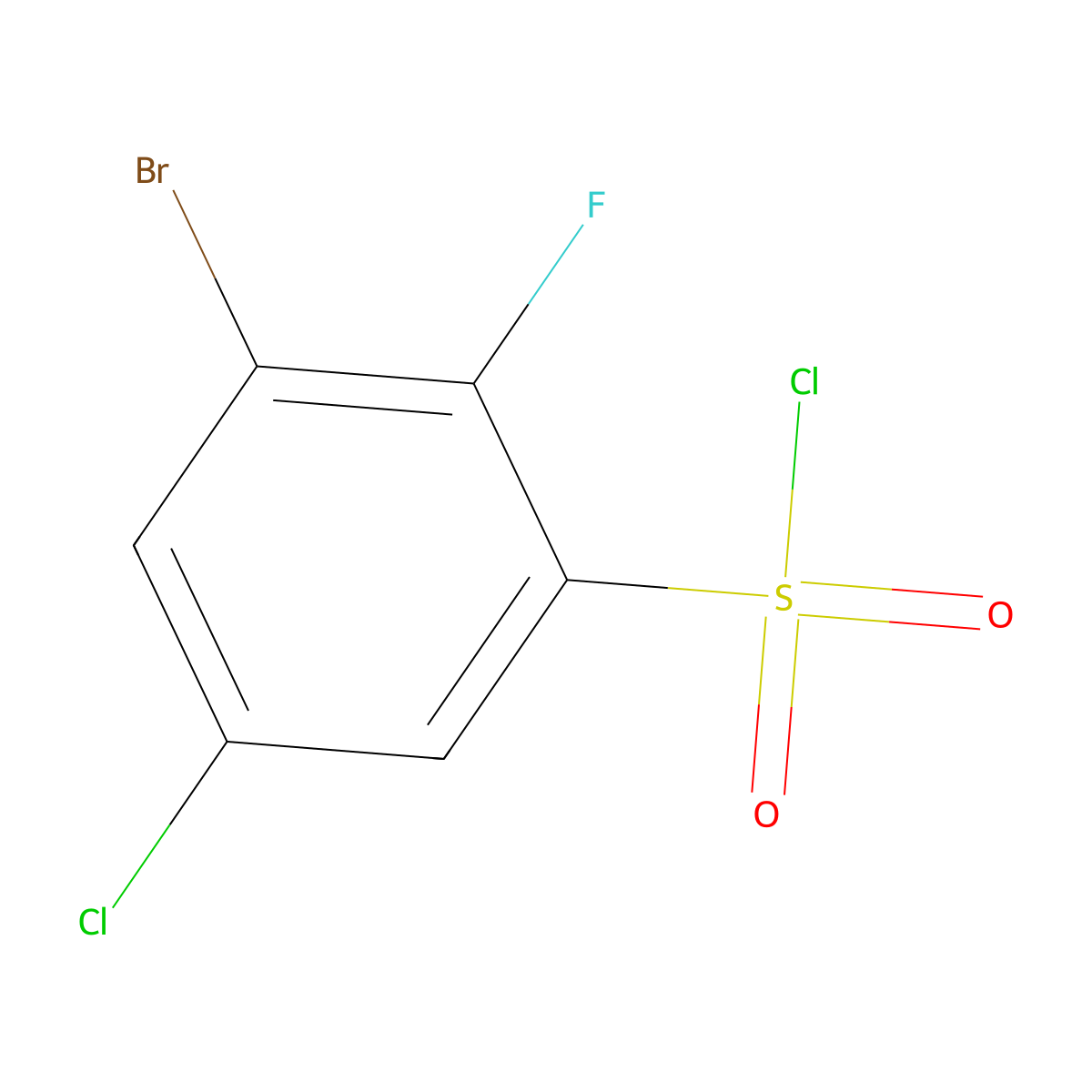 3-Bromo-5-chloro-2-fluorobenzene-1-sulfonyl chloride molecular structure, CAS 2387123-34-2