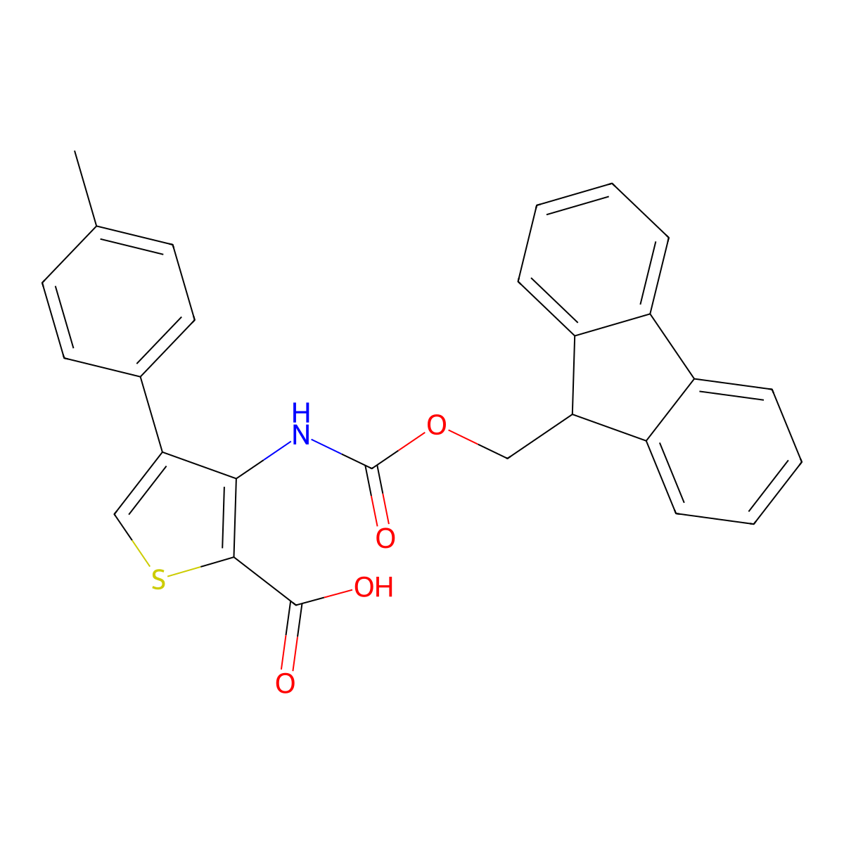 3-({[(9H-fluoren-9-yl)methoxy]carbonyl}amino)-4-(4-methylphenyl)thiophene-2-carboxylic acid molecular structure, CAS 2387123-89-7