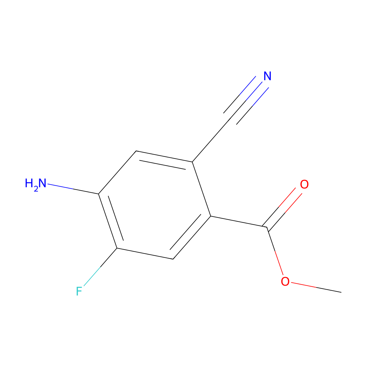 Methyl 4-amino-2-cyano-5-fluorobenzoate molecular structure, CAS 2387126-38-5
