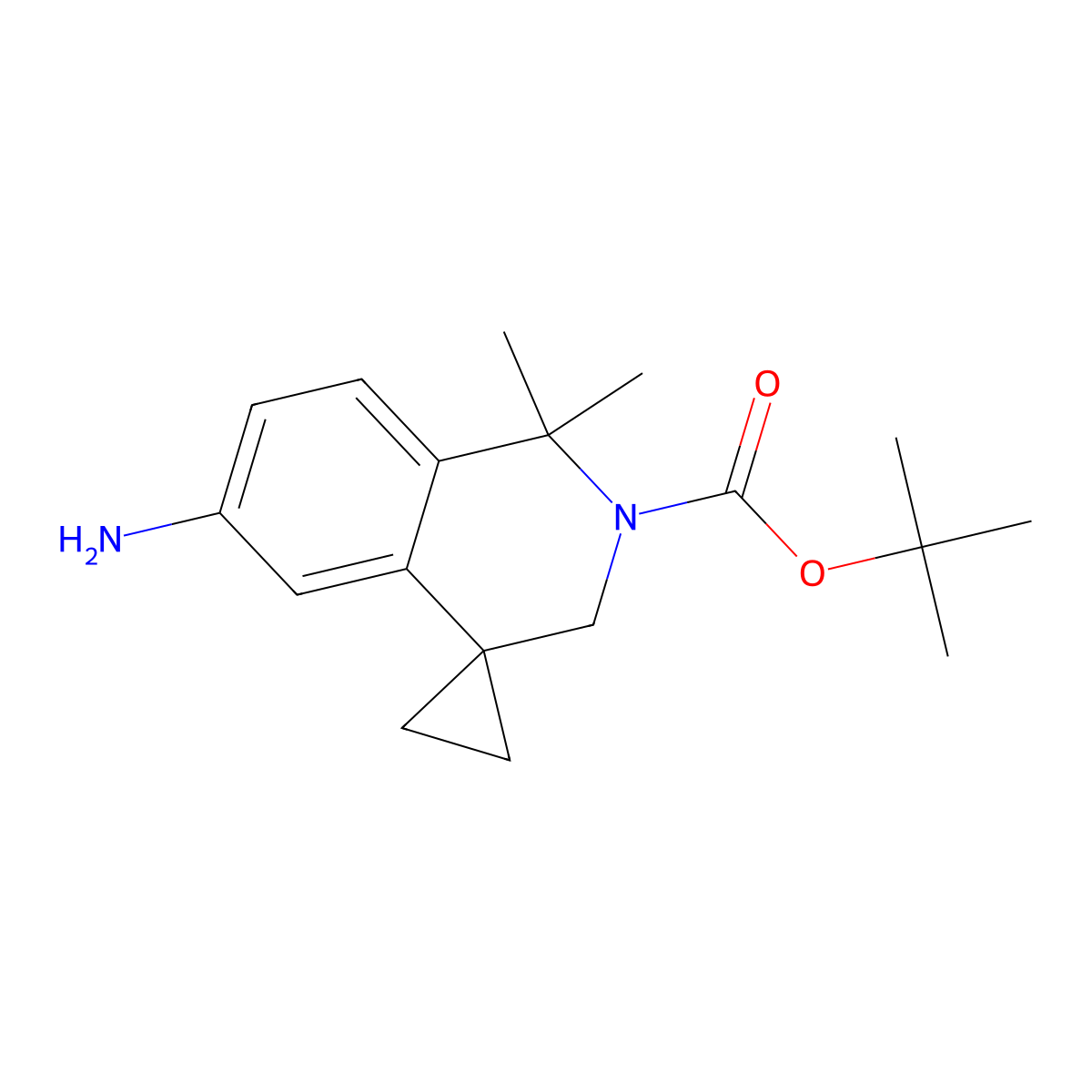 2'-Boc-1',1'-dimethyl-2',3'-dihydro-1'H-spiro[cyclopropane-1,4'-isoquinolin]-6'-amine molecular structure, CAS 2387130-69-8