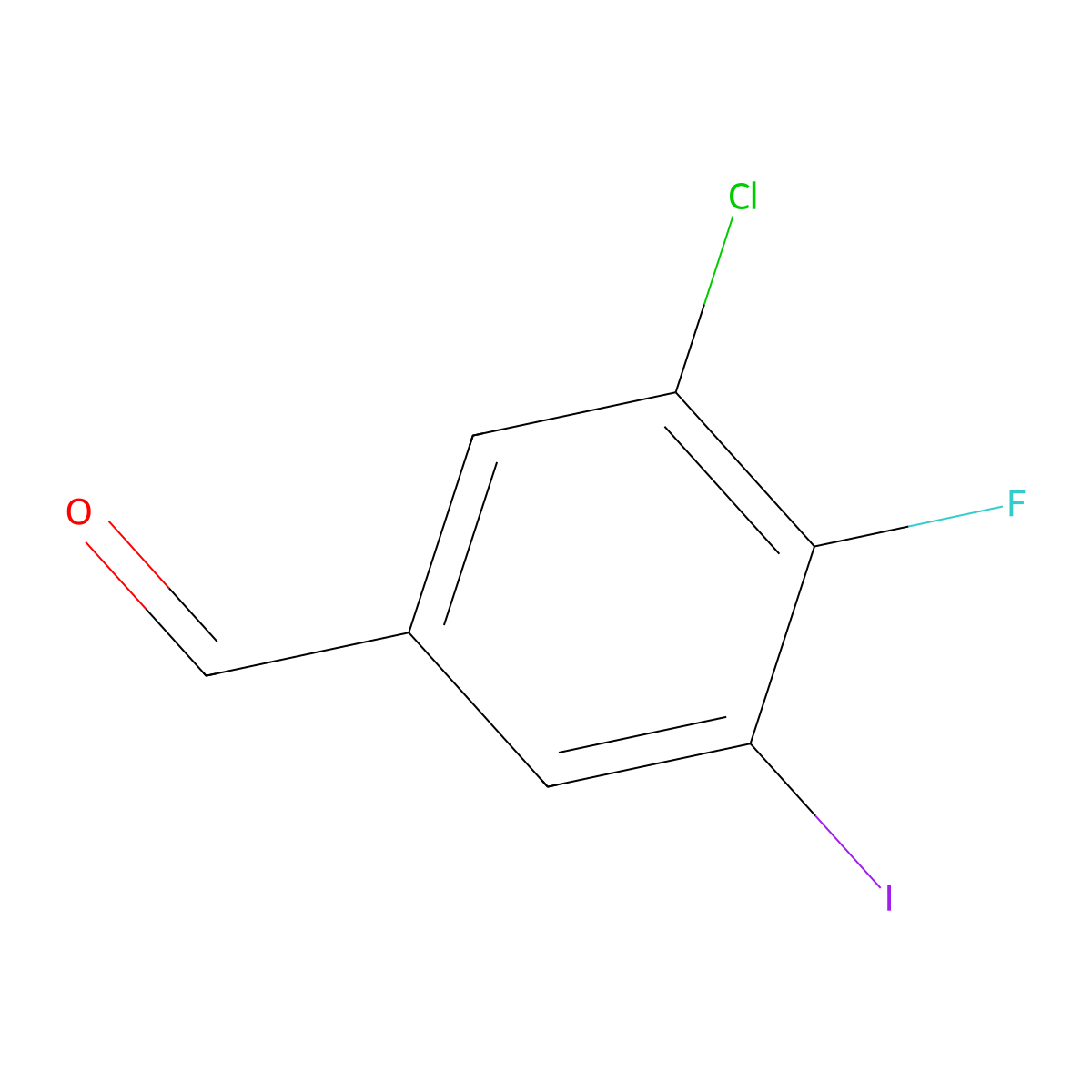 3-Chloro-4-fluoro-5-iodobenzaldehyde molecular structure, CAS 2387135-56-8