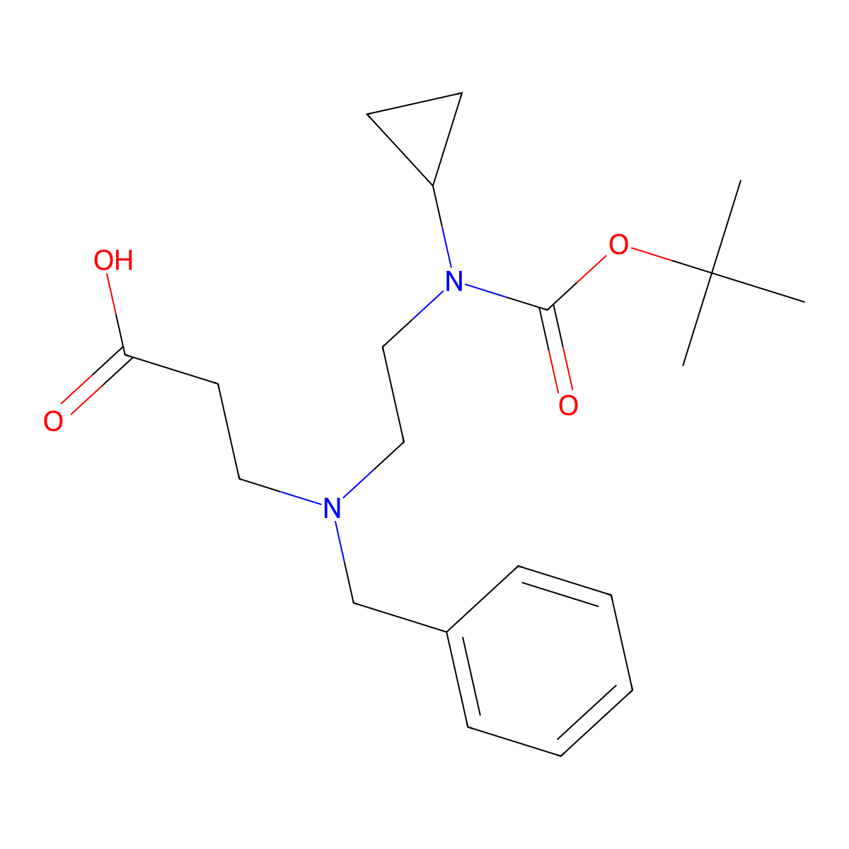 3-[Benzyl(2-{[(tert-butoxy)carbonyl](cyclopropyl)amino}ethyl)amino]propanoic acid molecular structure, CAS 2387136-19-6
