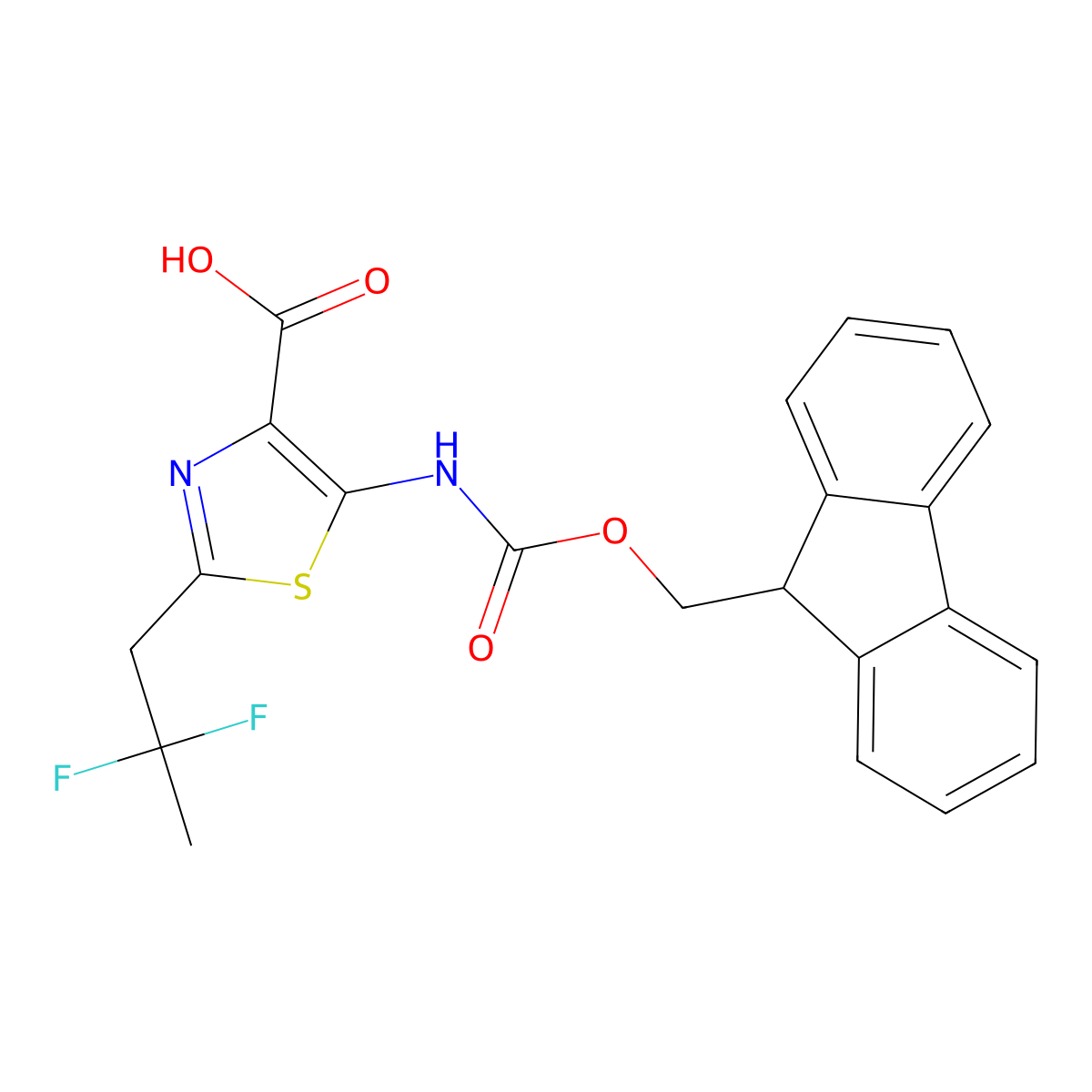2-(2,2-difluoropropyl)-5-({[(9H-fluoren-9-yl)methoxy]carbonyl}amino)-1,3-thiazole-4-carboxylic acid molecular structure, CAS 2387145-13-1