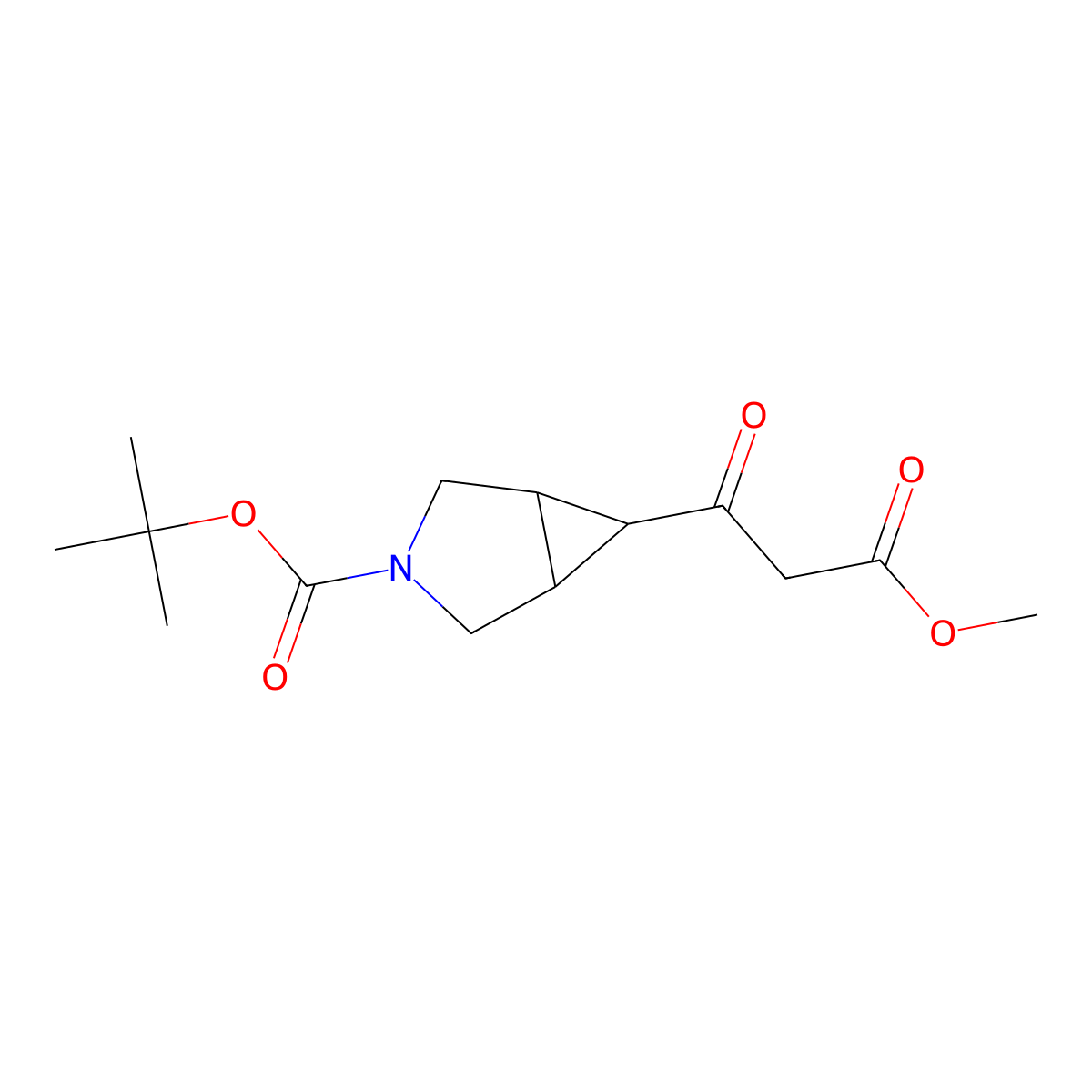 tert-Butyl 6-(3-methoxy-3-oxopropanoyl)-3-azabicyclo[3.1.0]hexane-3-carboxylate molecular structure, CAS 2387146-35-0