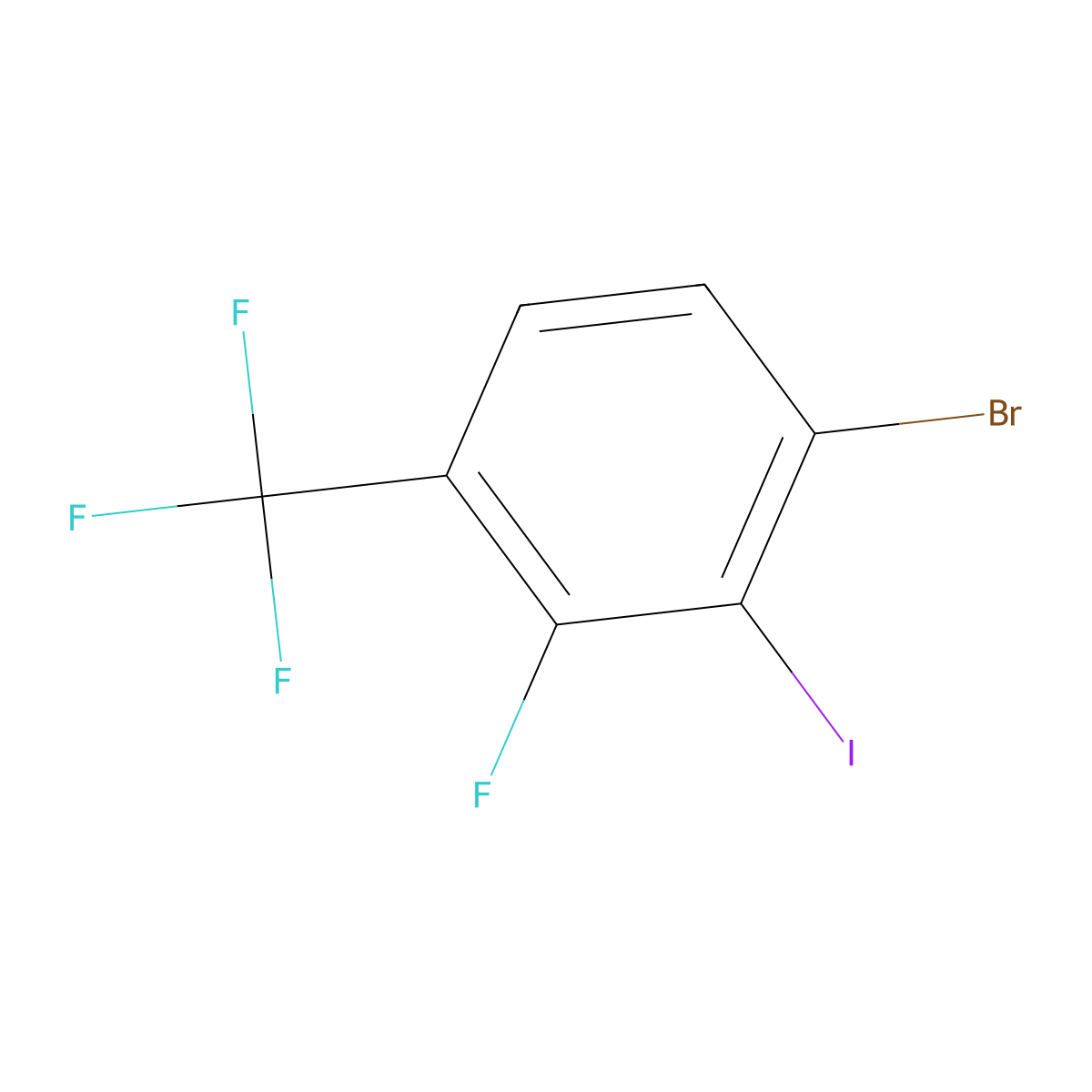 1-Bromo-3-fluoro-2-iodo-4-(trifluoromethyl)benZene molecular structure, CAS 2387157-41-5
