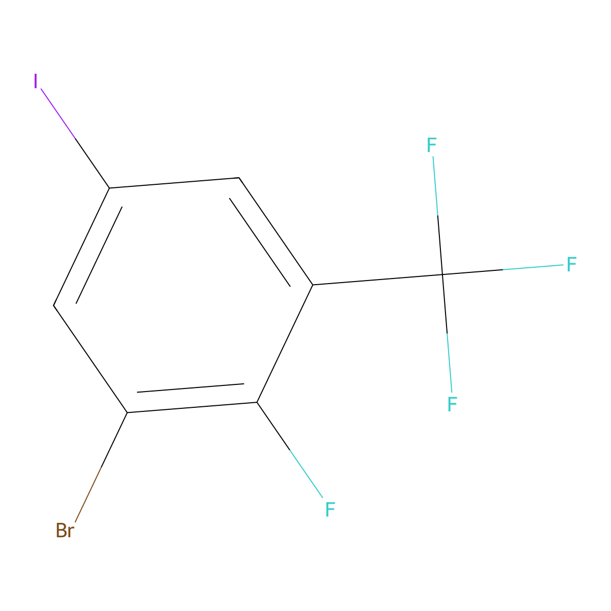 1-Bromo-2-fluoro-5-iodo-3-(trifluoromethyl)benZene molecular structure, CAS 2387164-30-7