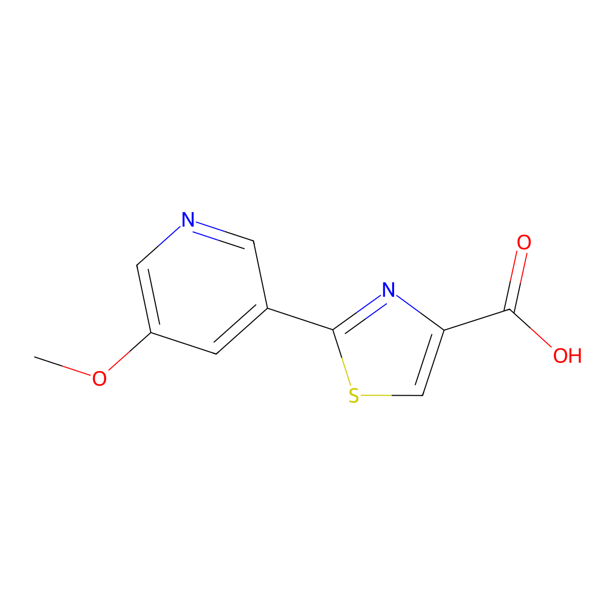 2-(5-Methoxypyridin-3-yl)thiazole-4-carboxylic Acid molecular structure, CAS 2387167-12-4