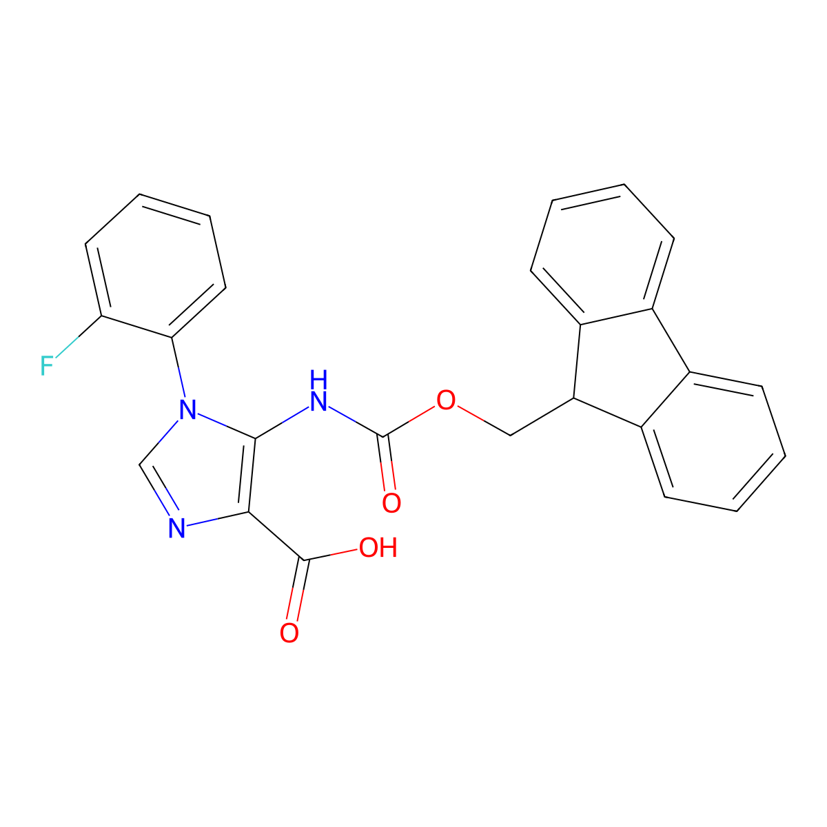 5-({[(9H-fluoren-9-yl)methoxy]carbonyl}amino)-1-(2-fluorophenyl)-1H-imidazole-4-carboxylic acid molecular structure, CAS 2387168-43-4