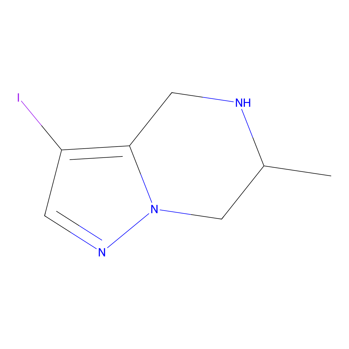 3-iodo-6-methyl-4H,5H,6H,7H-pyrazolo[1,5-a]pyrazine molecular structure, CAS 2387171-52-8