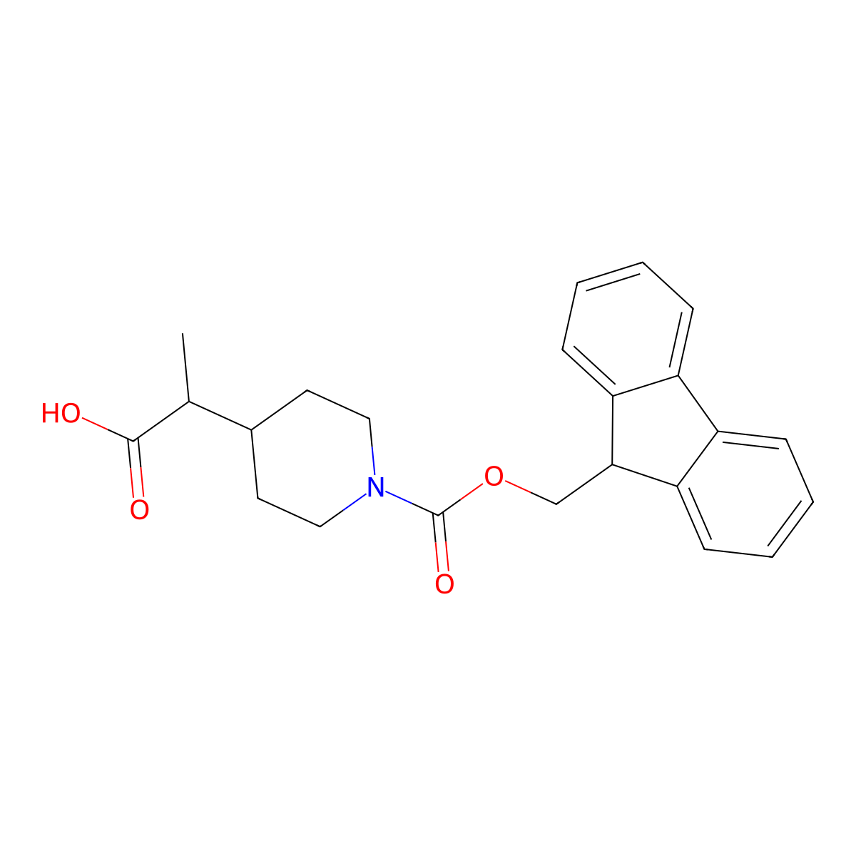 2-(1-{[(9H-fluoren-9-yl)methoxy]carbonyl}piperidin-4-yl)propanoic acid molecular structure, CAS 2387175-85-9