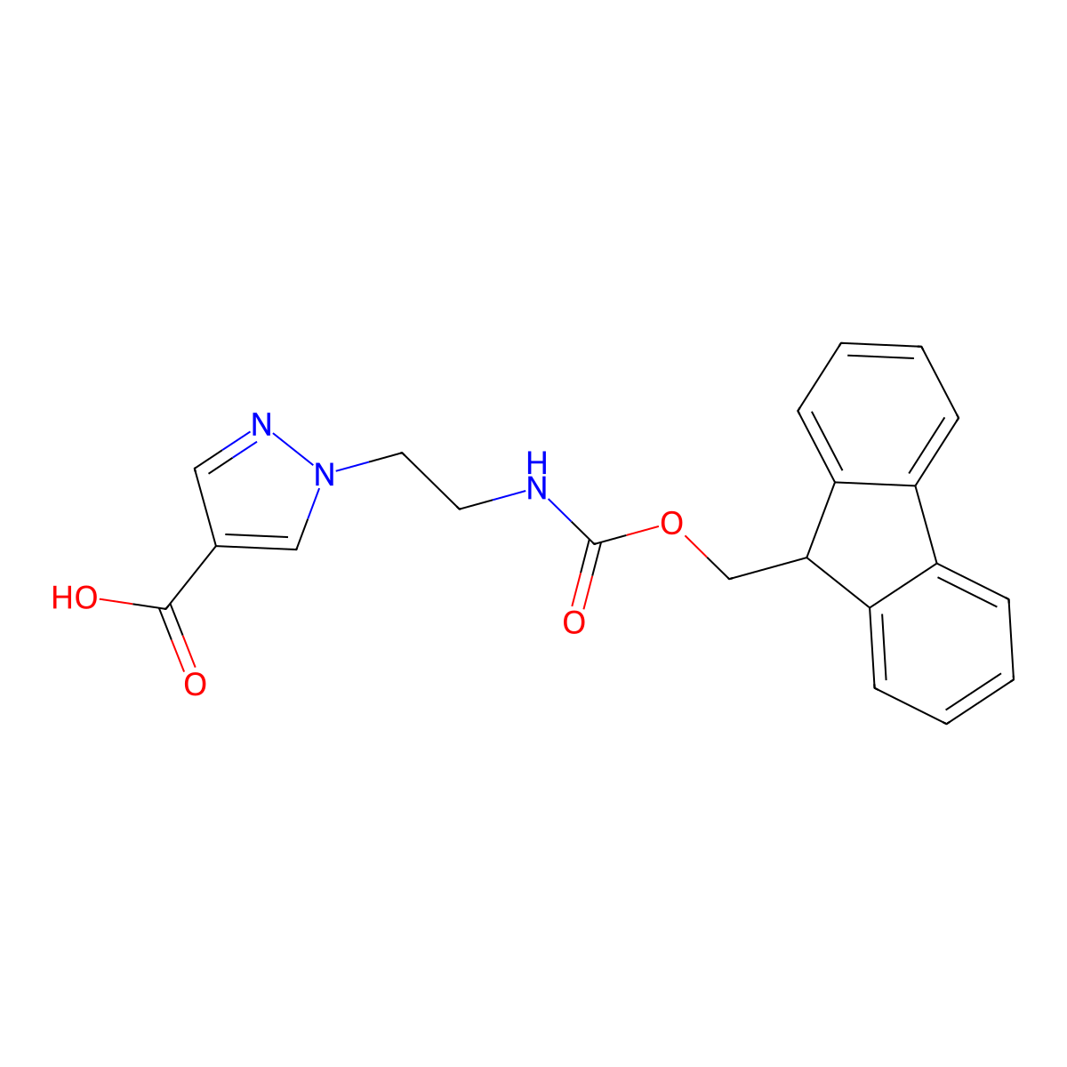 1-[2-({[(9H-fluoren-9-yl)methoxy]carbonyl}amino)ethyl]-1H-pyrazole-4-carboxylicacid molecular structure, CAS 2387178-97-2