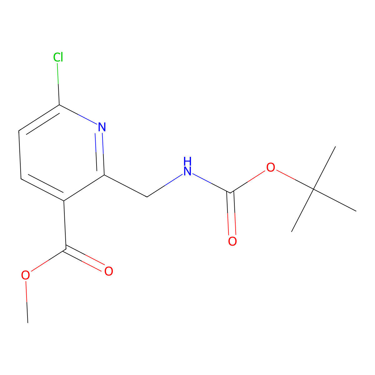 Methyl 6-chloro-2-[[(2-methylpropan-2-yl)oxycarbonylamino]methyl]pyridine-3-carboxylate molecular structure, CAS 2387180-78-9